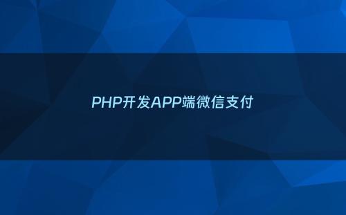 PHP开发APP端微信支付