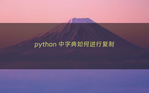 python 中字典如何进行复制