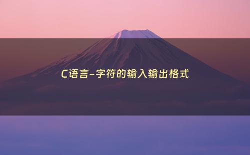 C语言-字符的输入输出格式