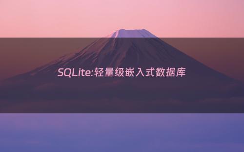 SQLite:轻量级嵌入式数据库