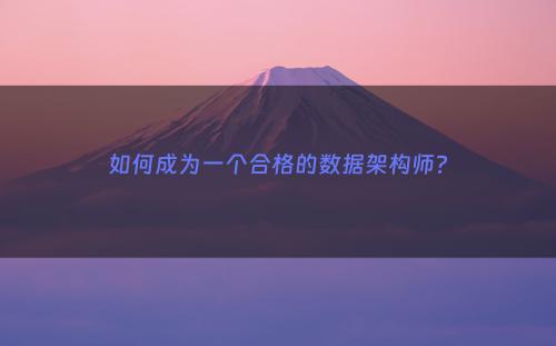 如何成为一个合格的数据架构师?