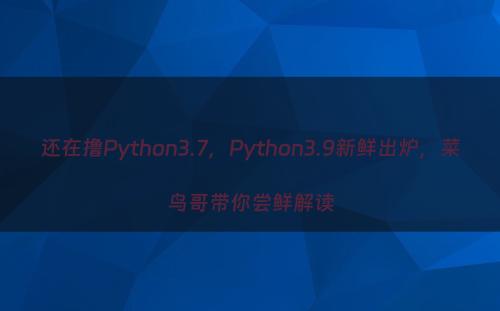 还在撸Python3.7，Python3.9新鲜出炉，菜鸟哥带你尝鲜解读