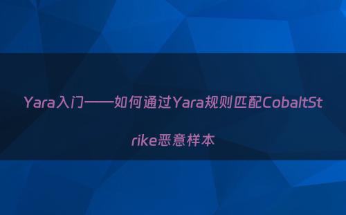 Yara入门——如何通过Yara规则匹配CobaltStrike恶意样本