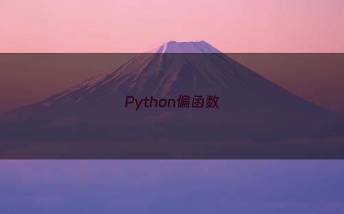 Python偏函数