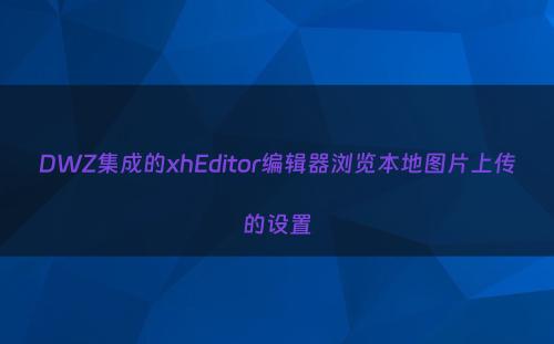 DWZ集成的xhEditor编辑器浏览本地图片上传的设置