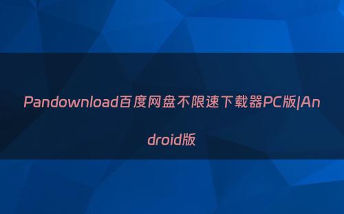 Pandownload百度网盘不限速下载器PC版|Android版