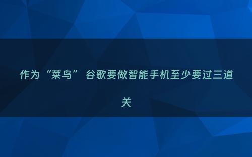 作为“菜鸟” 谷歌要做智能手机至少要过三道关