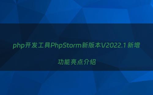 php开发工具PhpStorm新版本V2022.1 新增功能亮点介绍