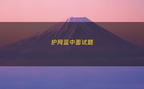 护网蓝中面试题