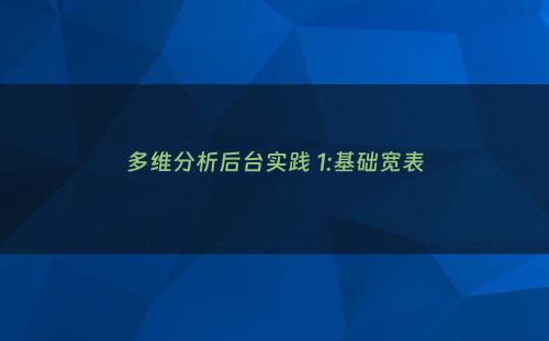 多维分析后台实践 1:基础宽表