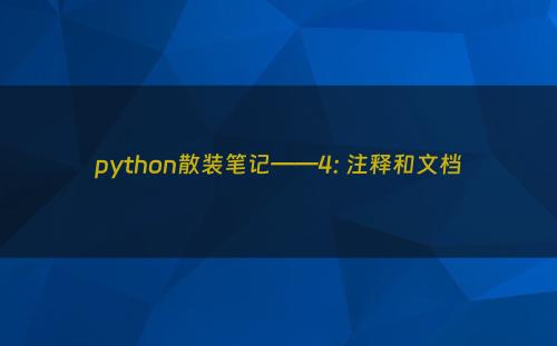 python散装笔记——4: 注释和文档