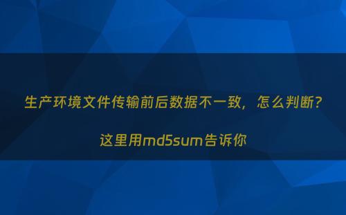 生产环境文件传输前后数据不一致，怎么判断?这里用md5sum告诉你