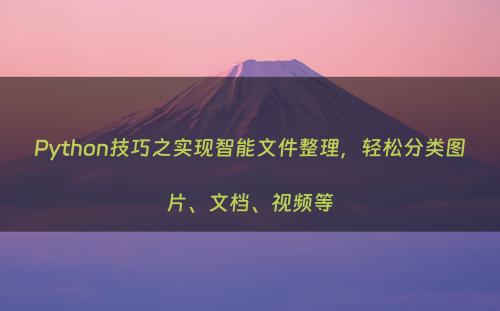 Python技巧之实现智能文件整理，轻松分类图片、文档、视频等