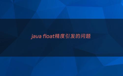 java float精度引发的问题