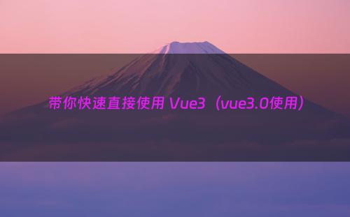 带你快速直接使用 Vue3（vue3.0使用）