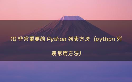 10 非常重要的 Python 列表方法（python 列表常用方法）
