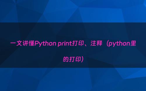 一文讲懂Python print打印、注释（python里的打印）