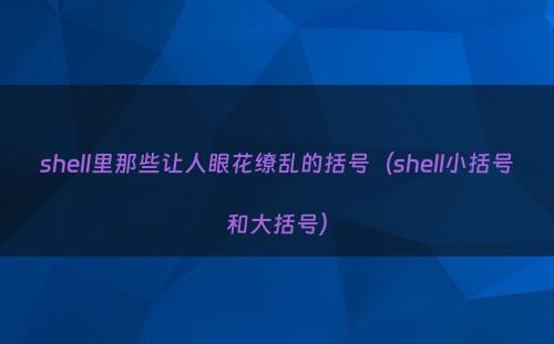 shell里那些让人眼花缭乱的括号（shell小括号和大括号）