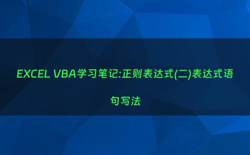 EXCEL VBA学习笔记:正则表达式(二)表达式语句写法