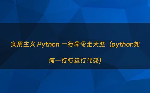实用主义 Python 一行命令走天涯（python如何一行行运行代码）