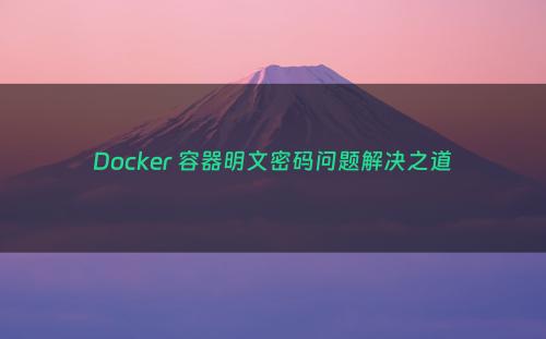 Docker 容器明文密码问题解决之道