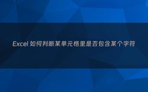 Excel 如何判断某单元格里是否包含某个字符