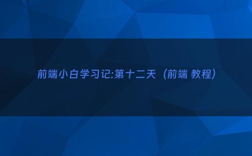 前端小白学习记:第十二天（前端 教程）