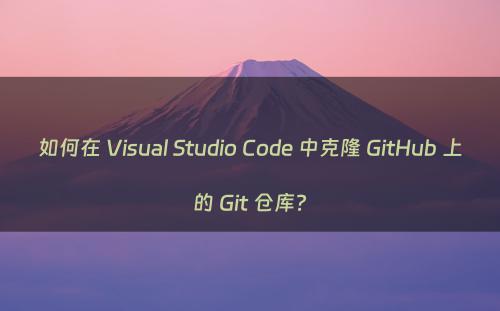如何在 Visual Studio Code 中克隆 GitHub 上的 Git 仓库?