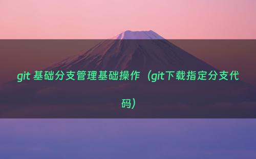 git 基础分支管理基础操作（git下载指定分支代码）