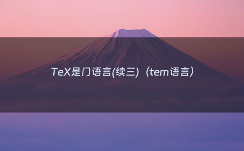 TeX是门语言(续三)（tem语言）