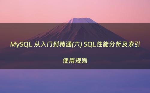 MySQL 从入门到精通(六) SQL性能分析及索引使用规则