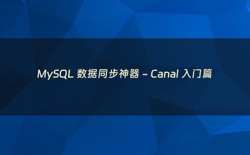 MySQL 数据同步神器 - Canal 入门篇