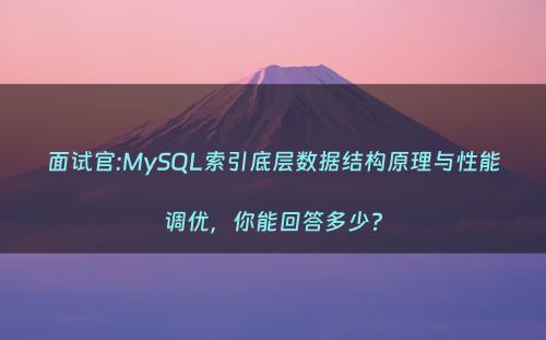 面试官:MySQL索引底层数据结构原理与性能调优，你能回答多少?