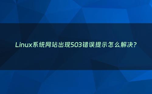 Linux系统网站出现503错误提示怎么解决?
