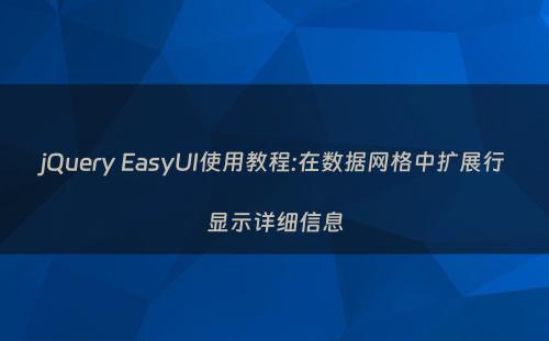 jQuery EasyUI使用教程:在数据网格中扩展行显示详细信息