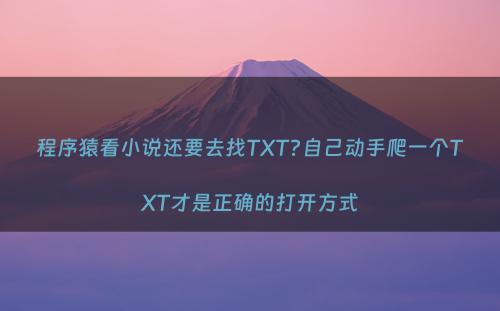 程序猿看小说还要去找TXT?自己动手爬一个TXT才是正确的打开方式