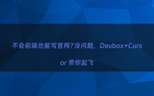 不会前端也能写官网?没问题，Devbox+Cursor 带你起飞