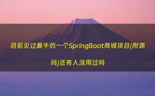 目前见过最牛的一个SpringBoot商城项目(附源码)还有人没用过吗