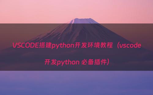 VSCODE搭建python开发环境教程（vscode开发python 必备插件）