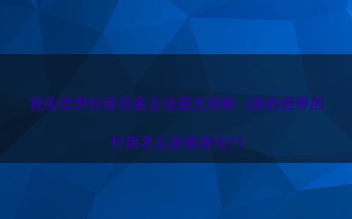 我的世界村民改名方法图文详解（我的世界的村民怎么变换身份?）