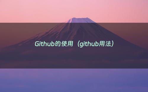 Github的使用（github用法）