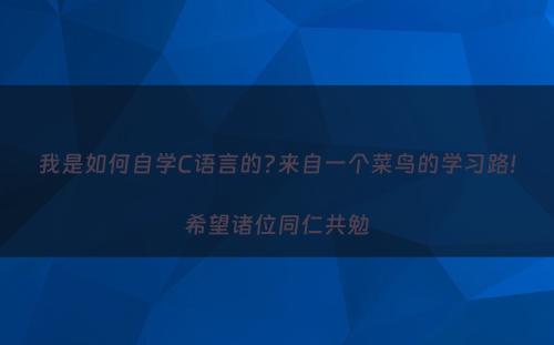 我是如何自学C语言的?来自一个菜鸟的学习路!希望诸位同仁共勉