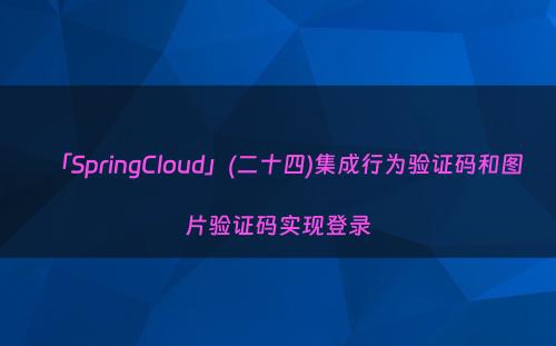 「SpringCloud」(二十四)集成行为验证码和图片验证码实现登录