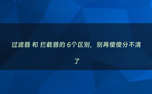 过滤器 和 拦截器的 6个区别，别再傻傻分不清了