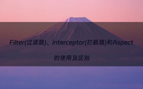 Filter(过滤器)、interceptor(拦截器)和Aspect的使用及区别