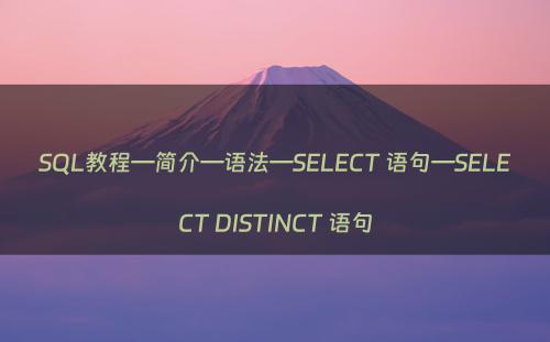 SQL教程—简介—语法—SELECT 语句—SELECT DISTINCT 语句