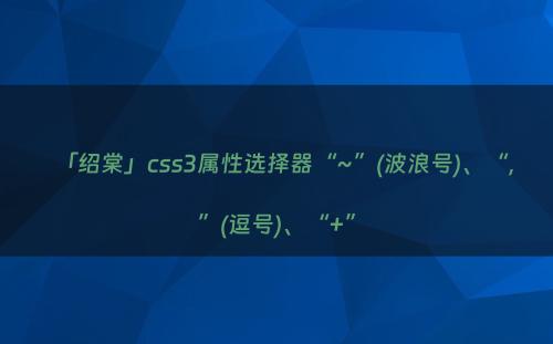 「绍棠」css3属性选择器“~”(波浪号)、“，”(逗号)、“+”