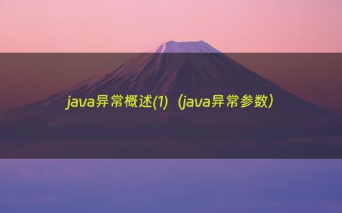 java异常概述(1)（java异常参数）