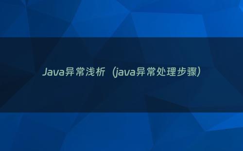 Java异常浅析（java异常处理步骤）