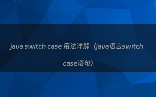 java switch case 用法详解（java语言switch case语句）